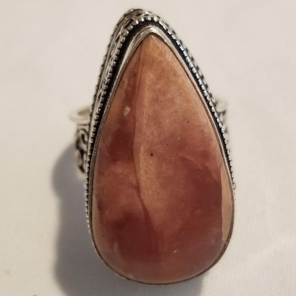 *Vintage Natural Rhodochrosite Silver Ring